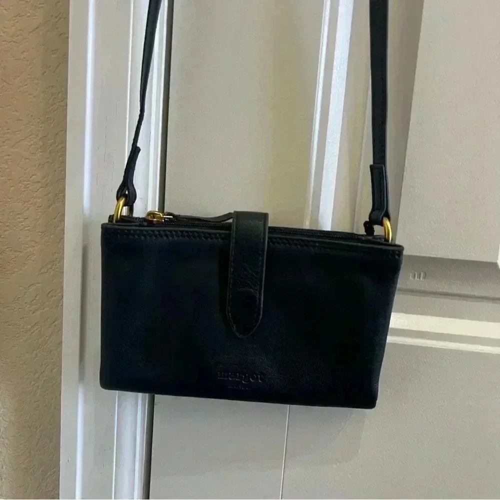 Margot New York Mini Black Genuine 100% Leather Crossbody Bag Purse $125 MG3006